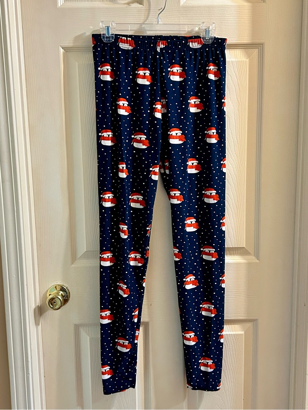 Blue Christmas Penguin Leggings Holiday Stretch Women’s Plus